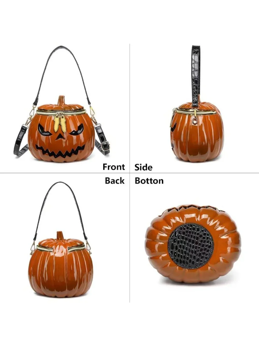 Women's Brown Pumpkin Crossbody Purse For Gothic Halloween Shoulder Bag Purse